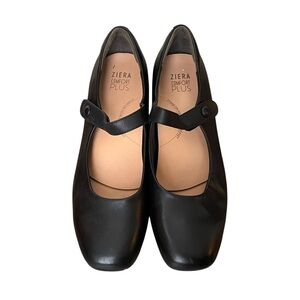 ZIERA Black Leather Kitty Mary Jane Comfort Pumps Black 40W EU